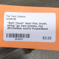 "Soft Touch" Hoof Pick, brush, string *gc, bent bristles, mnr dirt/residue, scuffs
