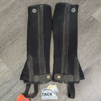 JUNIORS Neoprene Half Chaps *gc/fair, cracks, dirty, stiff zip

