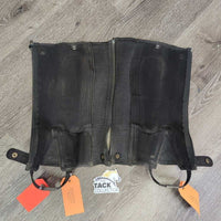JUNIORS Neoprene Half Chaps *gc/fair, cracks, dirty, stiff zip
