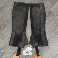 JUNIORS Neoprene Half Chaps *gc/fair, dirty, unstitched & torn, faded, cracked
