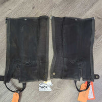JUNIORS Neoprene Half Chaps *gc/fair, dirty, unstitched & torn, faded, cracked
