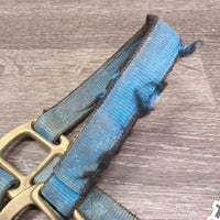 Stiff Thick Nylon Halter *fair, dirty, v.rubbed & frayed edges & end, faded, stains
