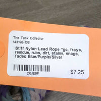 Stiff Nylon Lead Rope *gc, frays, residue, rubs, dirt, stains, snags, faded

