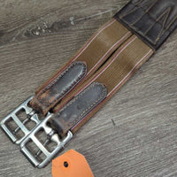 Padded Leather Girth, 1x els *gc, dirty, creases, hair, residue, Buckle lthr: cracked, stretched
