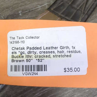Padded Leather Girth, 1x els *gc, dirty, creases, hair, residue, Buckle lthr: cracked, stretched
