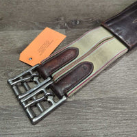 FS Flat Wide Padded Leather Girth, 2x els *vgc, clean, mnr hair, residue, puckered els

