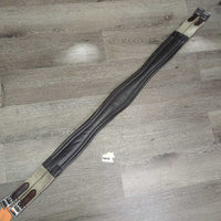 FS Flat Wide Padded Leather Girth, 2x els *vgc, clean, mnr hair, residue, puckered els
