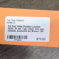 FS Flat Wide Padded Leather Girth, 2x els *vgc, clean, mnr hair, residue, puckered els
