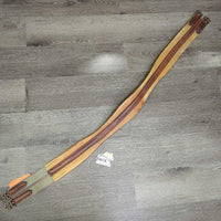 Narrow Leather Girth, 1x els *vgc, clean, older, stained, mnr rust, scuffs
