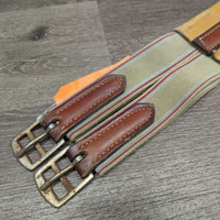 Narrow Leather Girth, 1x els *vgc, clean, older, stained, mnr rust, scuffs
