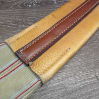 Narrow Leather Girth, 1x els *vgc, clean, older, stained, mnr rust, scuffs
