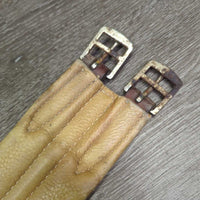 Narrow Leather Girth, 1x els *vgc, clean, older, stained, mnr rust, scuffs
