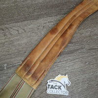 Narrow Leather Girth, 1x els *vgc, clean, older, stained, mnr rust, scuffs
