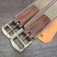 Narrow Leather Girth, 1x els *vgc, clean, older, stained, mnr rust, scuffs
