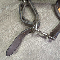 Padded Leather Halter, adj, 3x Snaps - Convertible Grooming Halter *gc, v.dirt, rubs, residue, peeled & chipped edges, dry, stiff
