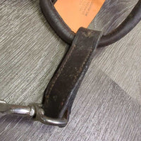 Padded Leather Halter, adj, 3x Snaps - Convertible Grooming Halter *gc, v.dirt, rubs, residue, peeled & chipped edges, dry, stiff
