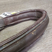 Padded Leather Halter, adj, 3x Snaps - Convertible Grooming Halter *gc, v.dirt, rubs, residue, peeled & chipped edges, dry, stiff
