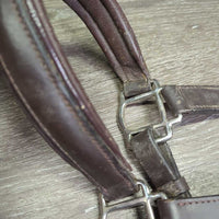 Padded Leather Halter, adj, 3x Snaps - Convertible Grooming Halter *gc, v.dirt, rubs, residue, peeled & chipped edges, dry, stiff

