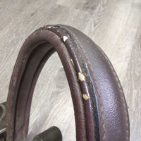 Padded Leather Halter, adj, 3x Snaps - Convertible Grooming Halter *gc, v.dirt, rubs, residue, peeled & chipped edges, dry, stiff
