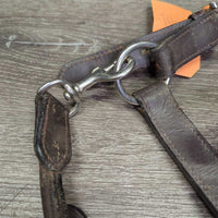 Padded Leather Halter, adj, 3x Snaps - Convertible Grooming Halter *gc, v.dirt, rubs, residue, peeled & chipped edges, dry, stiff
