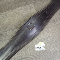 FS Flat Wide Padded Leather Girth, 2x els, d ring *vgc/gc, clean, rubbed, discolour, residue, mnr hair
