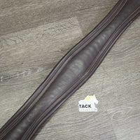 FS Flat Wide Padded Leather Girth, 2x els, d ring *vgc/gc, clean, rubbed, discolour, residue, mnr hair
