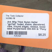 Thick Nylon Halter *gc/fair, faded, stains, discolored, rubs, frayed edges, residue, loose label
