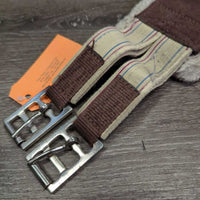 Nylon & Fleece Girth, 2x els, d ring, detach liner *fair, clumpy, dingy/stained, rubbed, puckered els, threads, dirt, hair
