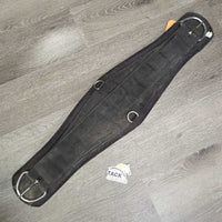 Wide Nylon Web & Neoprene Velcro Lining Roper Cinch, 2x D Ring *gc, dirt, hairy, rubs, faded, rust
