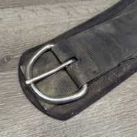 Wide Nylon Web & Neoprene Velcro Lining Roper Cinch, 2x D Ring *gc, dirt, hairy, rubs, faded, rust
