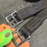 Thick Wide Stirrup Leathers *REPURPOSING ONLY *fair, undone stitching, slices, cracks, stretched, uneven, thin spots
