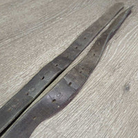 Thick Wide Stirrup Leathers *REPURPOSING ONLY *fair, undone stitching, slices, cracks, stretched, uneven, thin spots
