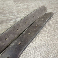 Thick Wide Stirrup Leathers *REPURPOSING ONLY *fair, undone stitching, slices, cracks, stretched, uneven, thin spots
