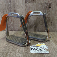 Peacock Stirrup Irons, grips, 2x els, 2x keepers *gc, dirty, cracking els, scratches, stains
