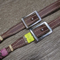 Pr Double Stitch Barrel - Roper Loop Reins, rawhide, 2x Conway Buckles *new
