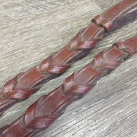 Narrow Braided Reins *vgc, clean, stiff, rubs, scrapes, mnr dirt/residue
