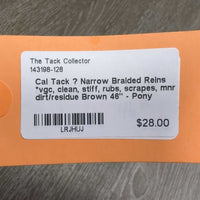 Narrow Braided Reins *vgc, clean, stiff, rubs, scrapes, mnr dirt/residue

