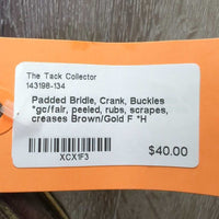 Padded Bridle, Crank, Buckles *gc/fair, peeled, rubs, scrapes, creases
