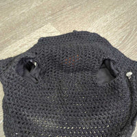 Crochet Bonnet, Bling, Piping *gc, clean, v.curled & twisted, faded, hair
