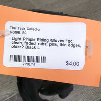 Light Pimple Riding Gloves *gc, clean, faded, rubs, pills, thin edges, older?
