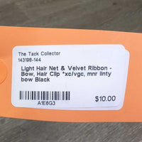 Light Hair Net & Velvet Ribbon - Bow, Hair Clip *xc/vgc, mnr linty bow
