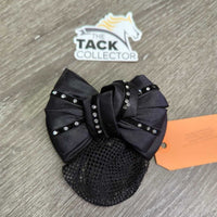 Light Hair Net & Hvy Satin Ribbon - Bow, Bling, Hair Clip *vgc/xc, loose & missing bling
