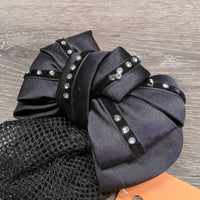 Light Hair Net & Hvy Satin Ribbon - Bow, Bling, Hair Clip *vgc/xc, loose & missing bling
