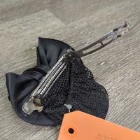 Light Hair Net & Hvy Satin Ribbon - Bow, Bling, Hair Clip *vgc/xc, loose & missing bling
