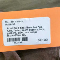 Euro Seat Breeches *gc, rubs, faded, seam puckers, rubs, puckers, older, mnr snags
