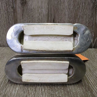 Pr Hvy Stirrup Irons, carpet grips *gc, older, dirty, curled edges, bubbled grips, stains, mnr scuffs, pitted
