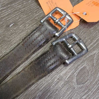 Thick Stirrup Leathers *gc/fair, v.scraped, rubs, xholes, older, faded, cracked, v.UNEVEN
