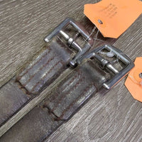Thick Stirrup Leathers *gc/fair, v.scraped, rubs, xholes, older, faded, cracked, v.UNEVEN
