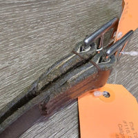 Thick Stirrup Leathers *gc/fair, v.scraped, rubs, xholes, older, faded, cracked, v.UNEVEN
