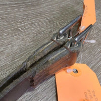 Thick Stirrup Leathers *gc/fair, v.scraped, rubs, xholes, older, faded, cracked, v.UNEVEN
